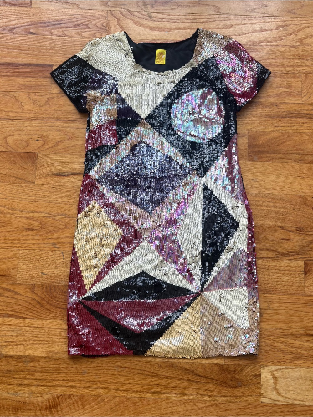 Catherine Malandrino Silk Sequin Geometric Mini Dress